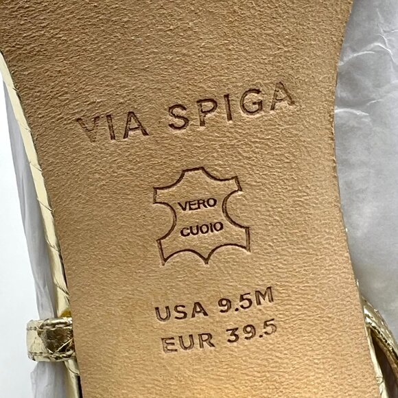 Via Spiga Womens Size 9.5 Roslyn Platino Gold Leather Dress Sandals Heels Shoes - Picture 11 of 12